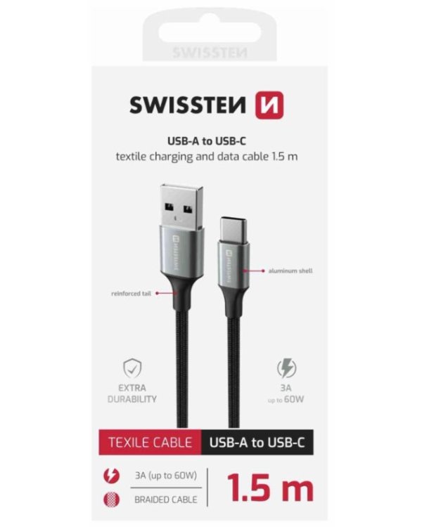 Swissten Textile II USB - USB-C Kабель для передачи данных и зарядки 1.5m