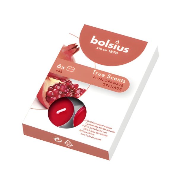 Bolsius True Scents Ароматические Чайные Свечи Гранат 6шт