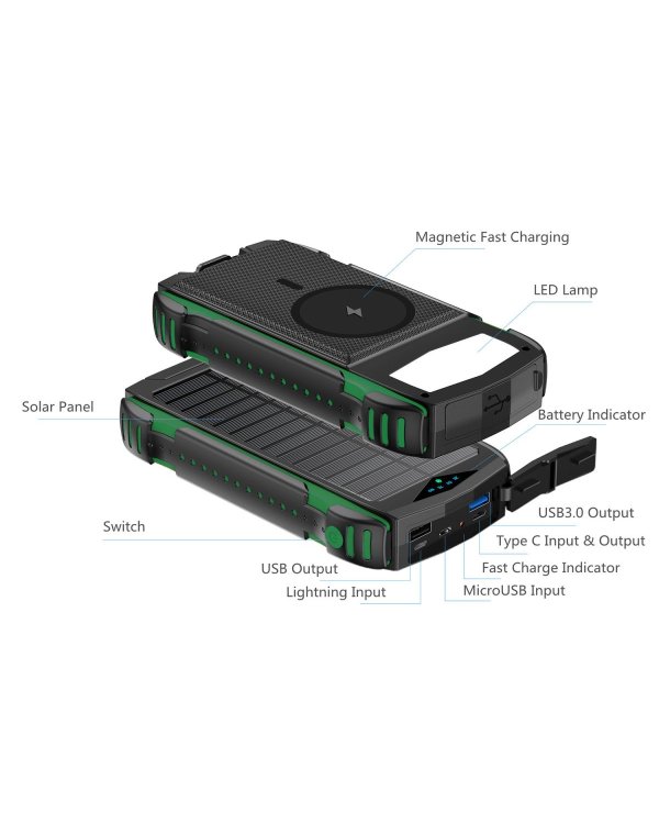 4smart Solar Power Bank Переносная зарядная батарея UltiMag 20000 mAh