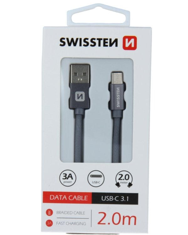 Swissten Textile Универсальный Quick Charge 3.1 USB-C USB Кабель данных 2м