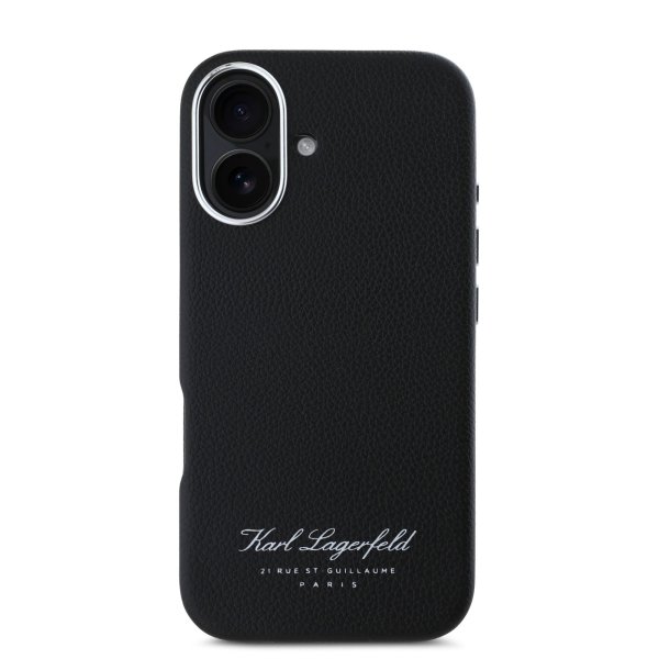 Karl Lagerfeld Grained PU Hotel RSG Case Защитный чехол для iPhone 16 / чёрный