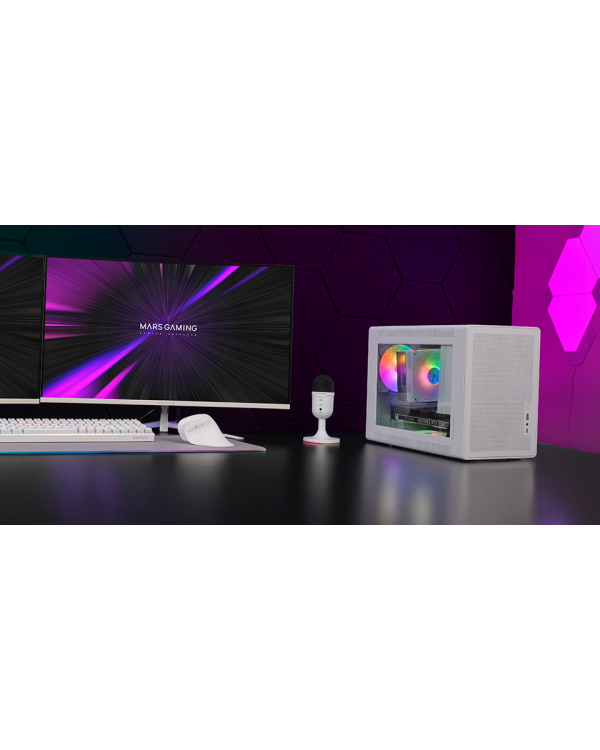 Mars Gaming MCXPSW mATX Ultra-Compact Gaming PC Case with MESH & Glass Panel