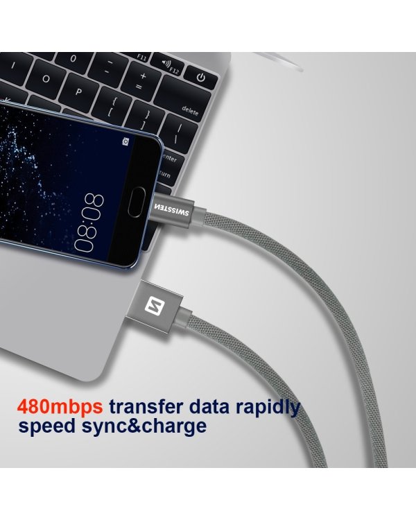 Swissten Textile Quick Charge Универсальный Micro USB Кабель данных 0.2m