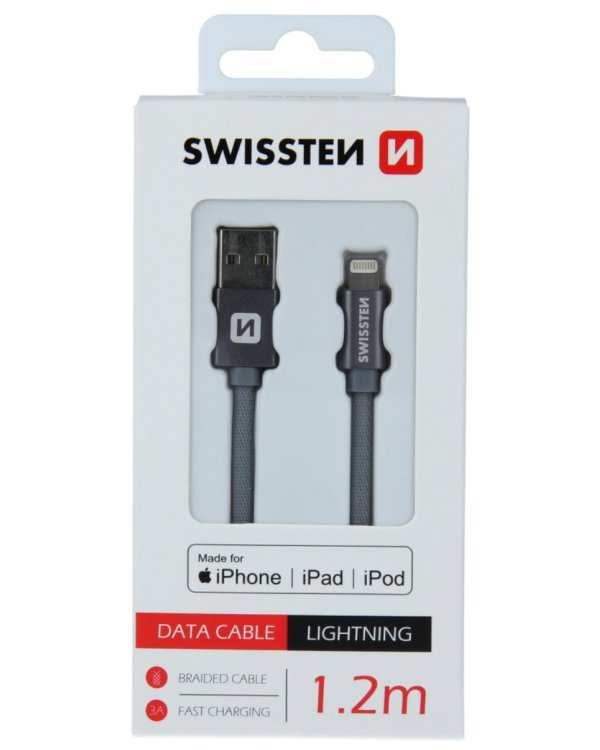 Swissten MFI Textile Fast Charge 3A Lightning Кабель Для Зарядки и Переноса Данных 1.2m