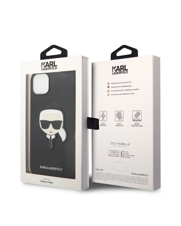Karl Lagerfeld PU Saffiano Karl Head Case Защитный чехол для iPhone 14 Plus / чёрный