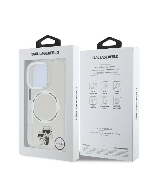 Karl Lagerfeld IML Karl and Choupette MagSafe Case Защитный чехол для iPhone 16 Pro Max / прозрачный