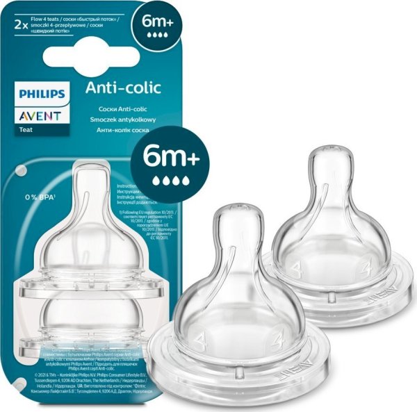 Обложка книги «Philips Avent SCY764/02 Fast Flow 6M+ Силиконовые соски для бутылочек 2 шт.»