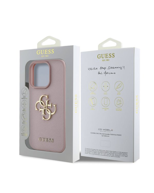 Guess PU Grained 4G Metal Logo Чехол для Apple iPhone 16 Pro Max
