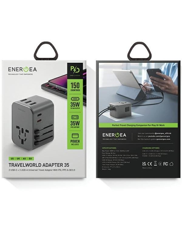 Energea TravelWorld USB-C PD + Универсальный Aдаптер PPS 35W