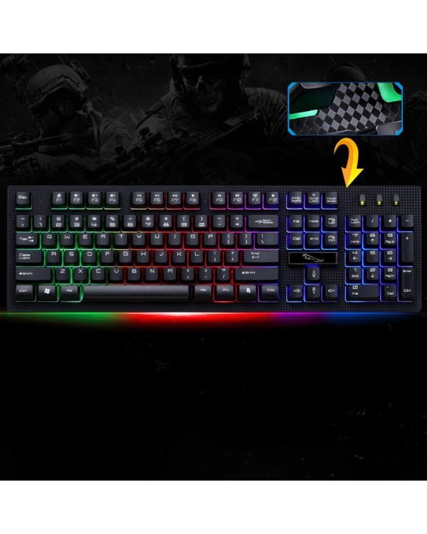 RoGer G20 Игровая клавиатура с проводом и LED подстветкой / USB / Черная (ENG)