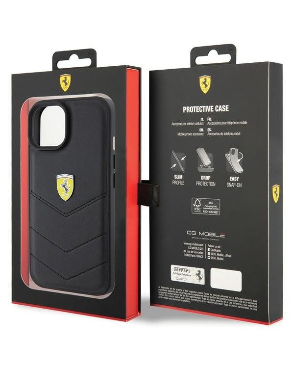 Ferrari Quilted Metal Logo Back Case Защитный Чехол для Apple iPhone 15