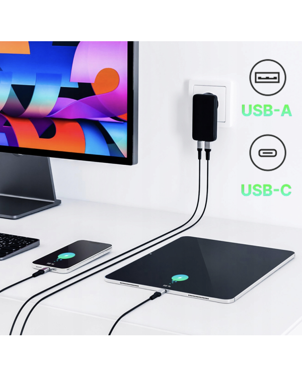 Qualo QLS-GN-US-AC-45-01 GaN Ultra Slim Зарядное устройство USB-C / 45W