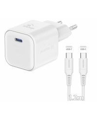 Swissten 3арядное устройство GaN USB-C 35W PD + Kабель для передачи данных USB-C - USB-C 1.2m