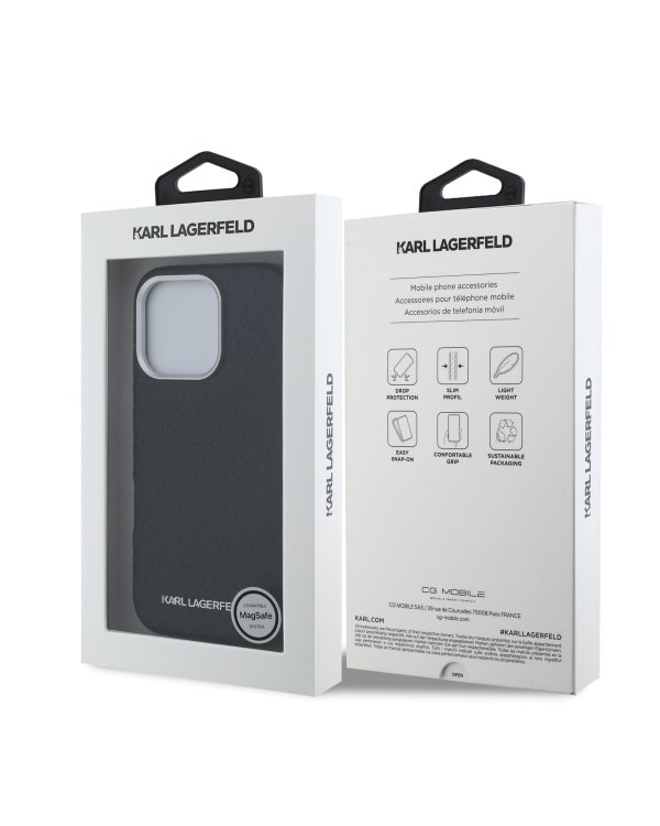 Karl Lagerfeld Grained PU Repeated Logo MagSafe Case Чехол для Apple iPhone 16 Pro