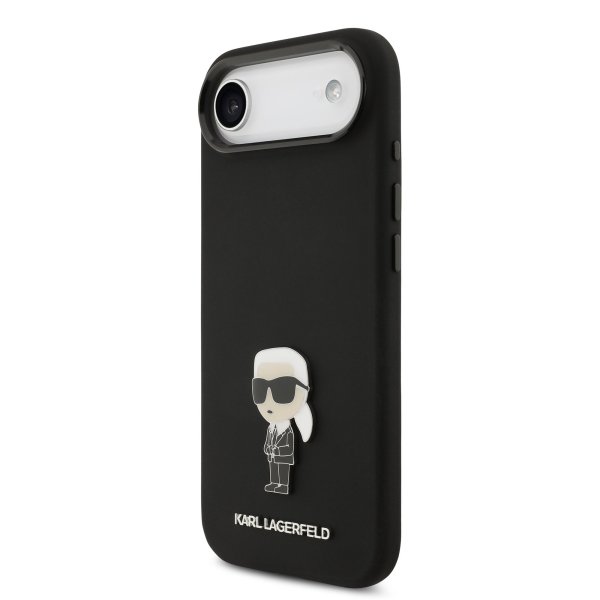 Обложка книги «Karl Lagerfeld Liquid Silicone Metal Ikonik Case Защитный чехол для iPhone Air / чёрный»
