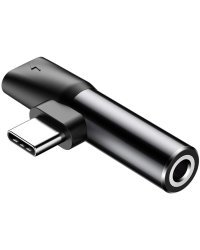 Baseus L41 90° USB-C/USB-C & 3.5mm Jack Adapter (Charge + Music)