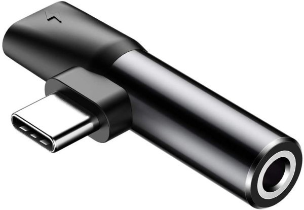 Baseus L41 90° USB-C/USB-C & 3.5mm Jack Adapter (Charge + Music)
