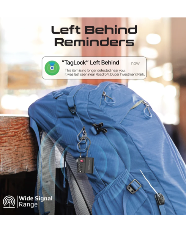 Promate TagLock Багажный замок TSA с Smart отслеживающей биркой и приложением Apple Find My