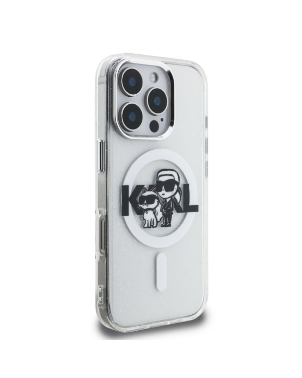 Karl Lagerfeld IML Glitter Karl and Choupette Sketch MagSafe Case Чехол для Apple iPhone 16 Pro Max