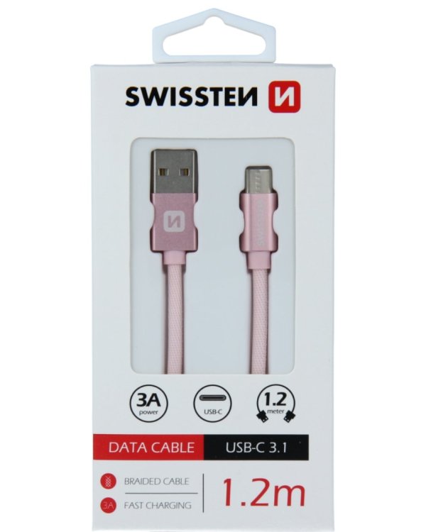 Swissten Textile Универсальный Quick Charge 3.1 USB-C USB Кабель данных 1.2м