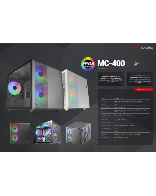 Mars Gaming MC400W Компьютерный корпус mATX / чёрный