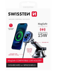 Swissten Магнитный автомобильный держатель 15W (MagSafe compatible)