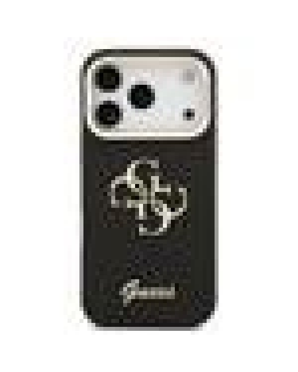 Guess PU Grained 4G Logo Stand Camera Frame Case Защитный чехол для iPhone 17 Pro / чёрный