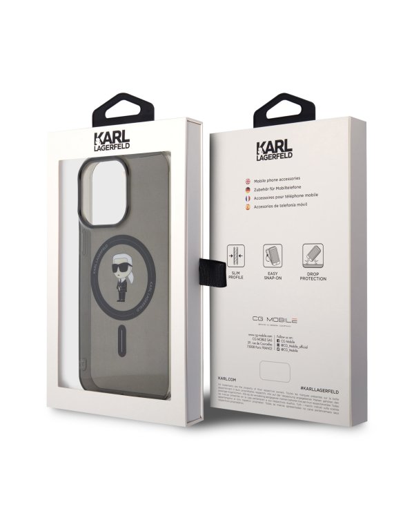 Karl Lagerfeld IML Ikonik MagSafe Case Защитный чехол для iPhone 15 Pro Max / чёрный