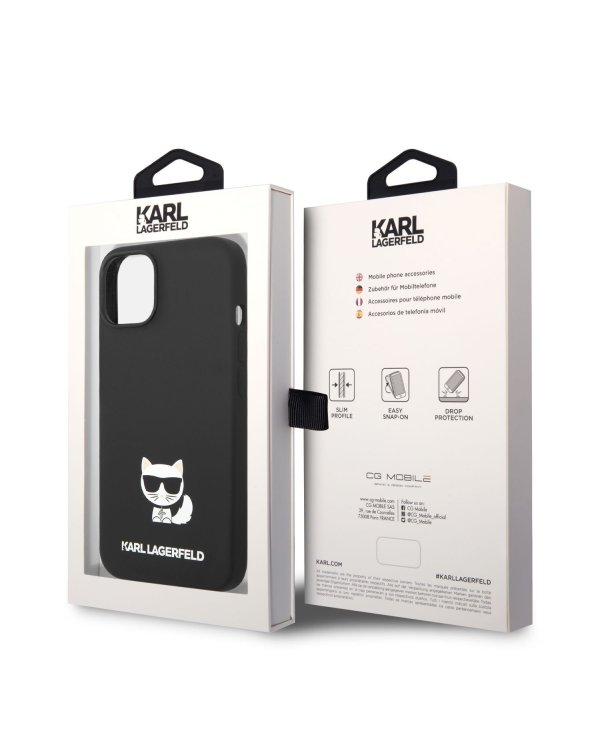 Karl Lagerfeld Liquid Silicone Choupette Защитный чехол для iPhone 14 Plus / чёрный