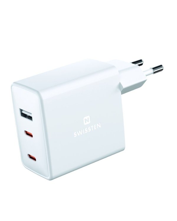 Swissten GaN зарядное устройство 2 x USB-C / USB / 70W