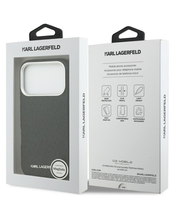 Karl Lagerfeld Grained PU Repeated Logo MagSafe Case Чехол для Apple iPhone 17 Pro