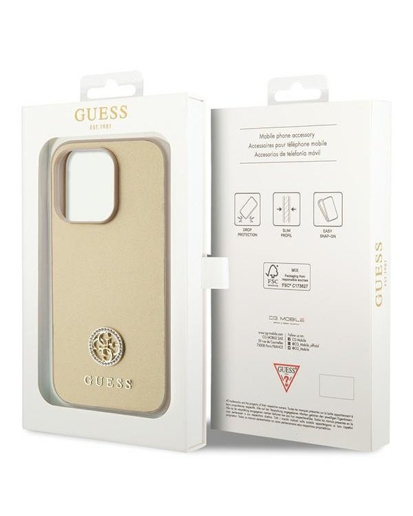 Guess Strass Metal Logo Back Case Защитный Чехол для Apple iPhone 15 Pro