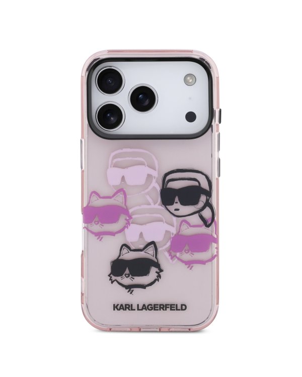 Karl Lagerfeld IML Multi K&CH Heads Case Защитный чехол для iPhone 17 Pro / розовый
