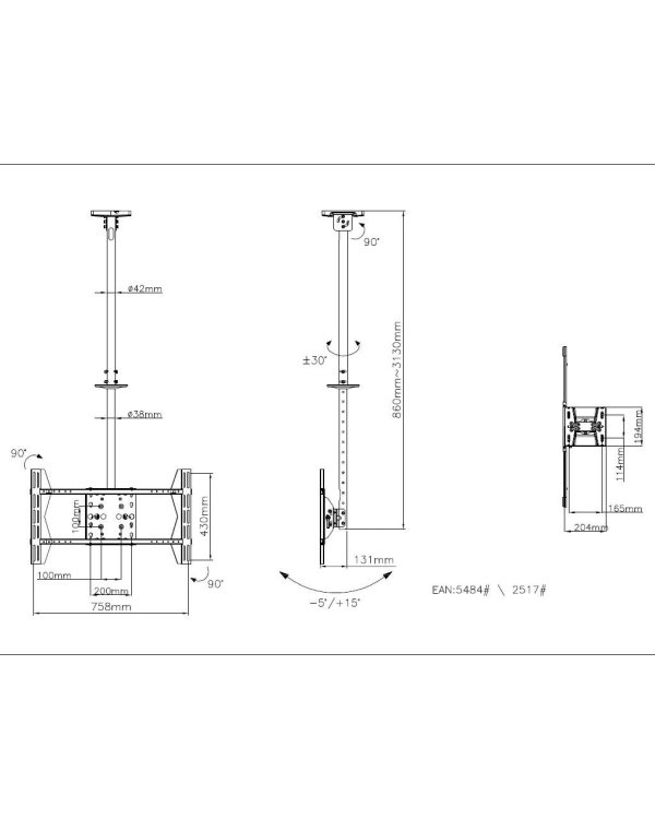 Multibrackets MB-5484 ТВ потолочный кронштейн для TV до 63" / 80kg