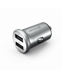Swissten Metal Премиум Автомобильная зарядка 2 x USB / 4.8A Серебряная