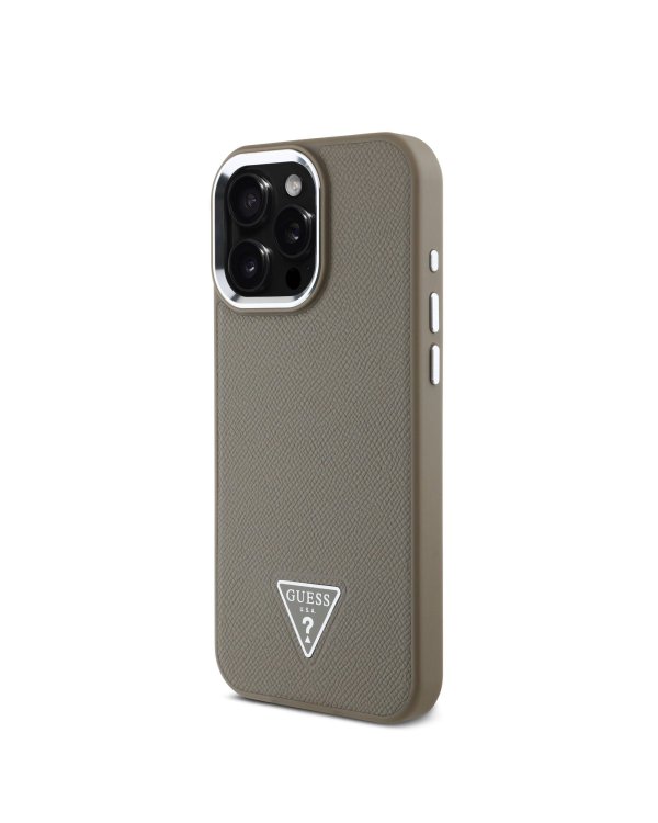Guess PU Grained Triangle Logo MagSafe Case Защитный чехол для iPhone 16 Pro Max / коричневый
