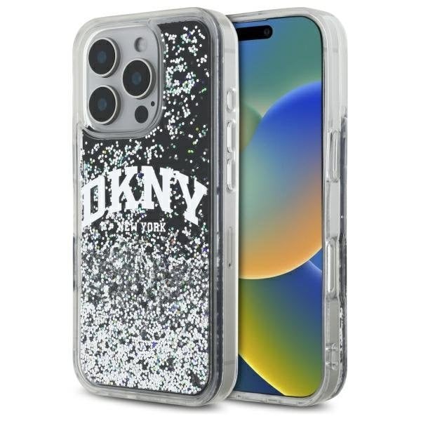 DKNY Liquid Glitter Arch Logo Защитный Чехол для Apple iPhone 16 Pro Max