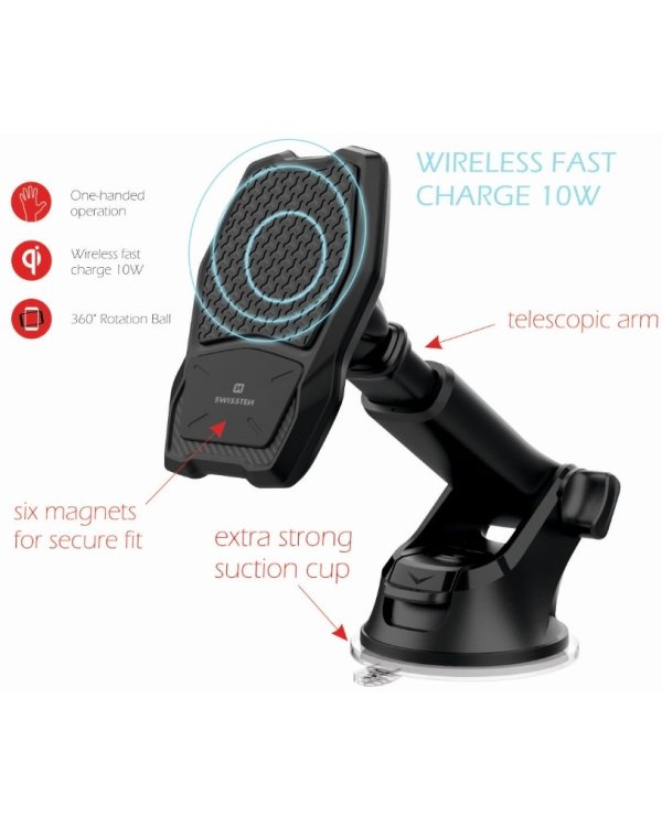 Swissten WM1-HK2 Универсальный Держатель C Беспроводной Зарядкой + Micro USB Провод 1.2м