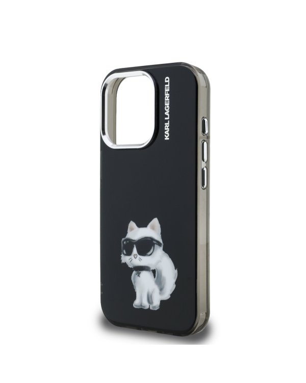 Karl Lagerfeld IML Aquarelle Choupette Case Защитный чехол для iPhone 15 Pro / чёрный