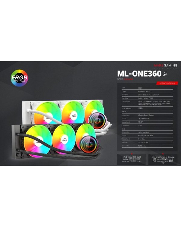Mars Gaming ML-ONE360 CPU Liquid Cooling FRGB Водяное охлаждения для процессора