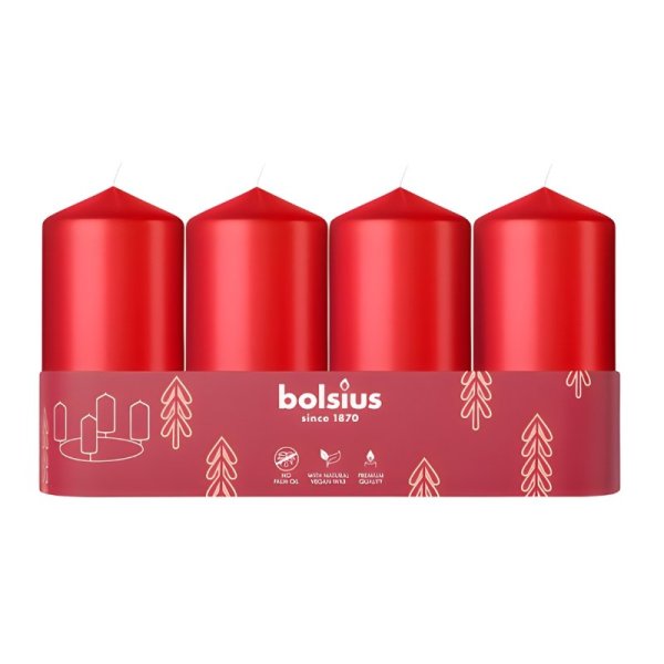 Bolsius Цилиндрические Свечи 4шт 100x48mm Red