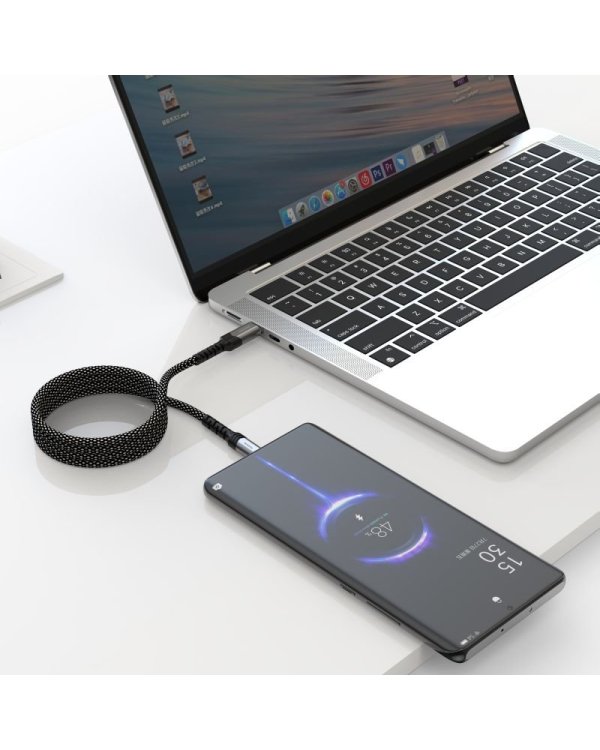 Swissten Магнитный USB-C кабель с автоподмоткой 60W 1m