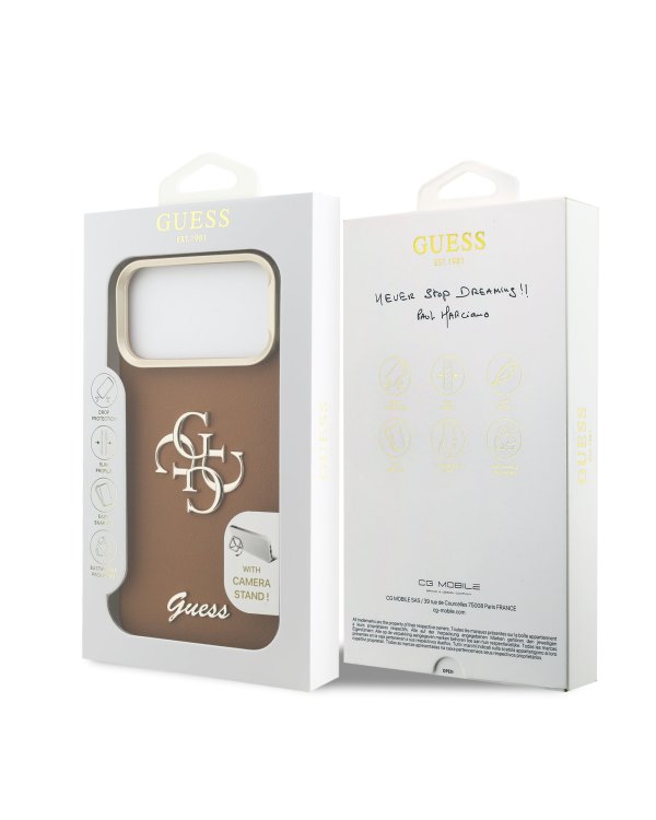 Guess PU Grained 4G Logo Stand Camera Frame Case Чехол для Apple iPhone 17 Pro Max