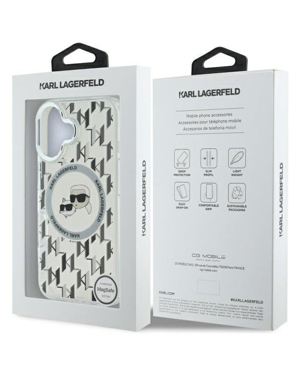 Karl Lagerfeld Hard IML Monogram Karl&Choupette Head MagSafe Case Чехол для Apple iPhone 16