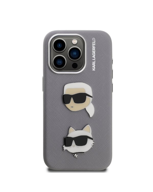 Karl Lagerfeld Grained PU K&CH Heads Case Чехол для Apple iPhone 15 Pro