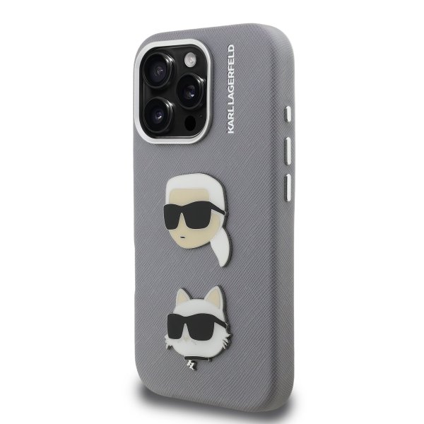 Karl Lagerfeld Grained PU K&CH Heads Case Чехол для Apple iPhone 16 Pro