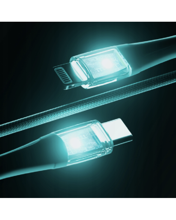 Qualo QTCN-CL-04 Transparent Nylon Kабель USB-C - Lightning / 12W / 1.5m / зеленый