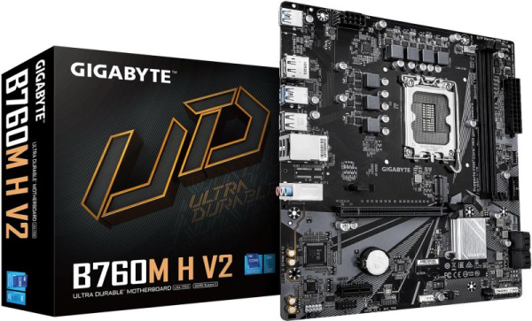 Gigabyte B760M H V2 1.0 Материнская плата Intel LGA1700 / B760 / DDR5 / 2×DIMM / microATX