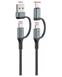 Swissten 4in1 Textile 3A Data Кабель 1.5m