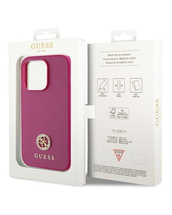 Guess Strass Metal Logo Back Case Защитный Чехол для Apple iPhone 15 Pro Max